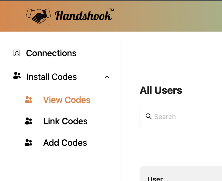 Handshook Install Code Management
