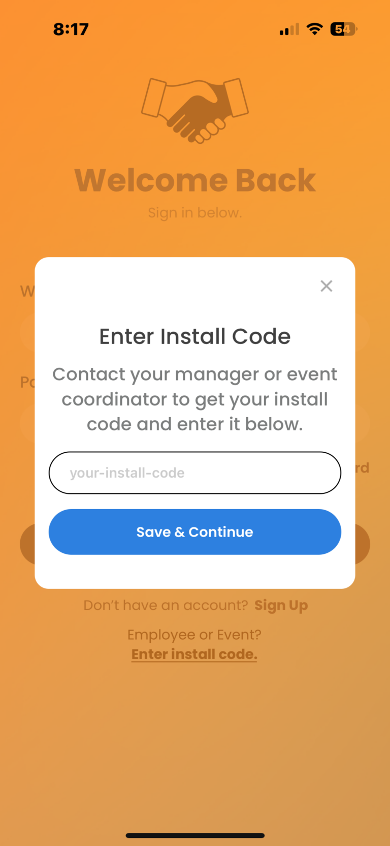 Install Code for Handshook App