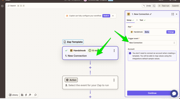 Handshook Zapier New Connection Screenshot